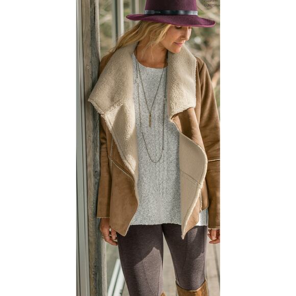 Prana Townie Jacket Faux Suede Sherpa Lined Large - Picture 7 of 7